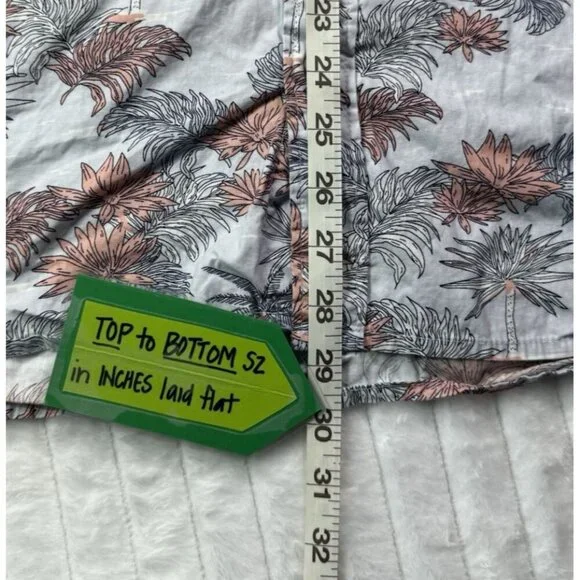 Sunrise Kingdom Vintage Design Hawaiian Palm Print Button Down Light Blue Coral - Picture 4 of 15